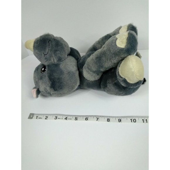 GREY RHINO 11" Natural Color Jungle Animal Soft Eyes Plush Kellytoy Original Toy - Picture 10 of 11